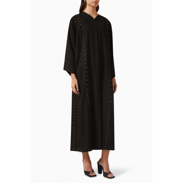 Rauaa Official - Embellished Abaya in Mixed Crepe