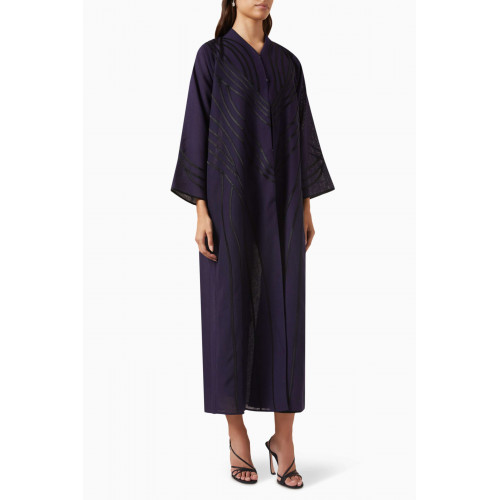 Rauaa Official - Abstract Piping Abaya in Linen Purple