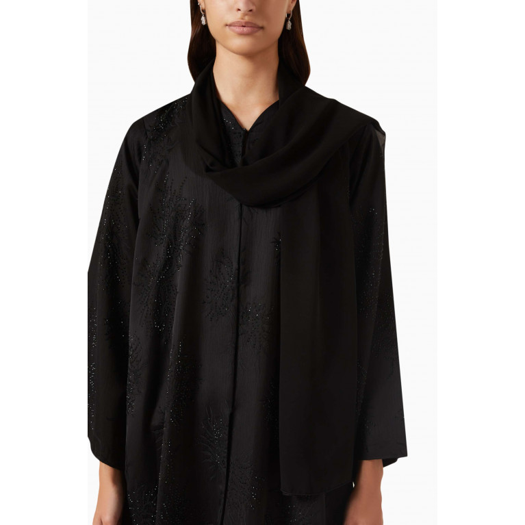 Rauaa Official - Flower Stone-embellished Abaya in Satin