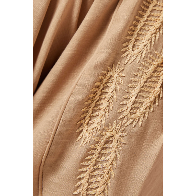 Rauaa Official - Thread-embroidered Abaya in Linen Neutral