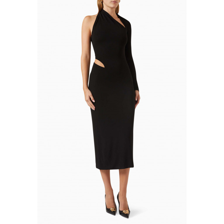 Versace - One-shoulder Cut-out Midi Dress in Stretch-jersey