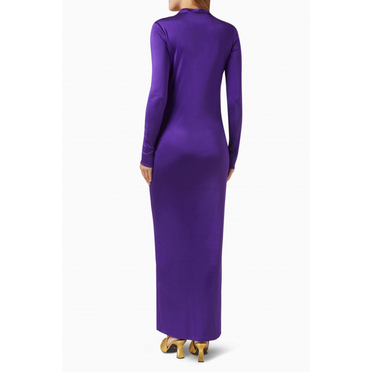 Versace - Plunging Cowl-neck Maxi Dress in Satin