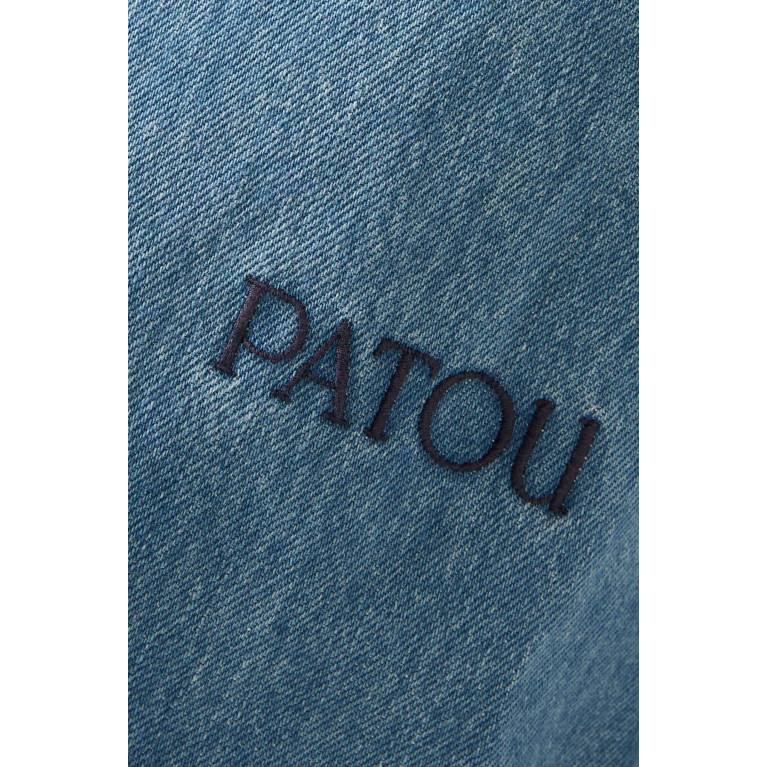 Patou - Cut-out Cropped Shirt in Denim Blue