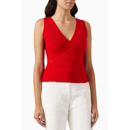 Patou - Ribbed Wrap Top in Wool-blend Knit