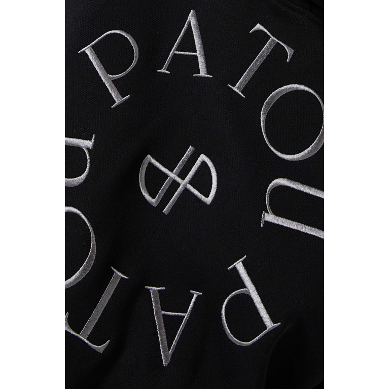 Patou - Medallion Logo Crop Hoodie in Organic Cotton Black