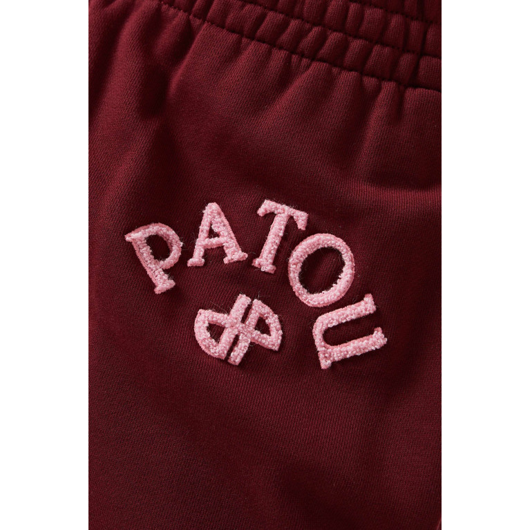 Patou - Bouclette-embroidered Sweatpants in Organic Cotton Burgundy