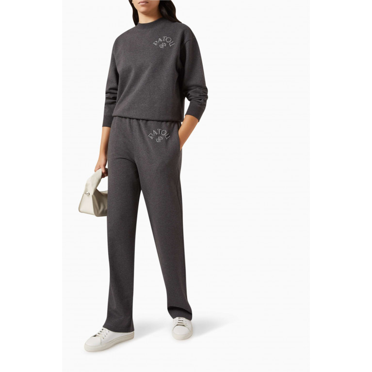 Patou - Bouclette-embroidered Sweatpants in Organic Cotton Grey