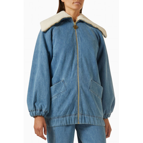 Patou - Oversized-fit Shearling Jacket in Denim