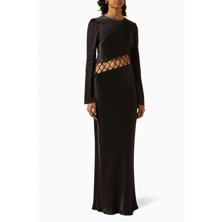 Shona Joy - Arienzo Asymmetrical Maxi Dress in Viscose-blend Black