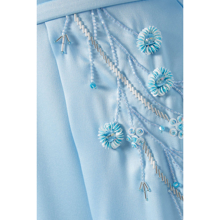 Amri - Off-shoulder Embellished Maxi Dress Blue