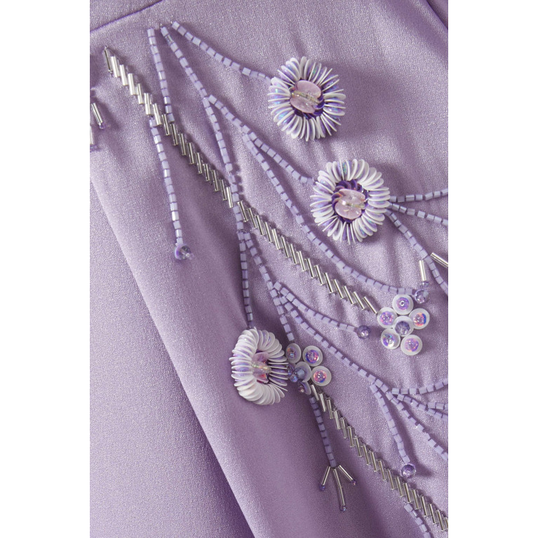 Amri - Off-shoulder Embellished Maxi Dress Purple