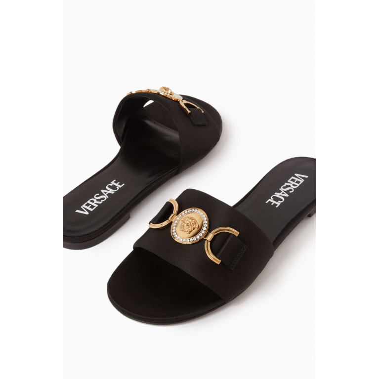 Versace - La Medusa Crystal-embellished Mule Sandals in Satin