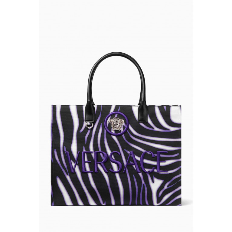 Versace - Small Medusa Zebra Tote Bag in Canvas