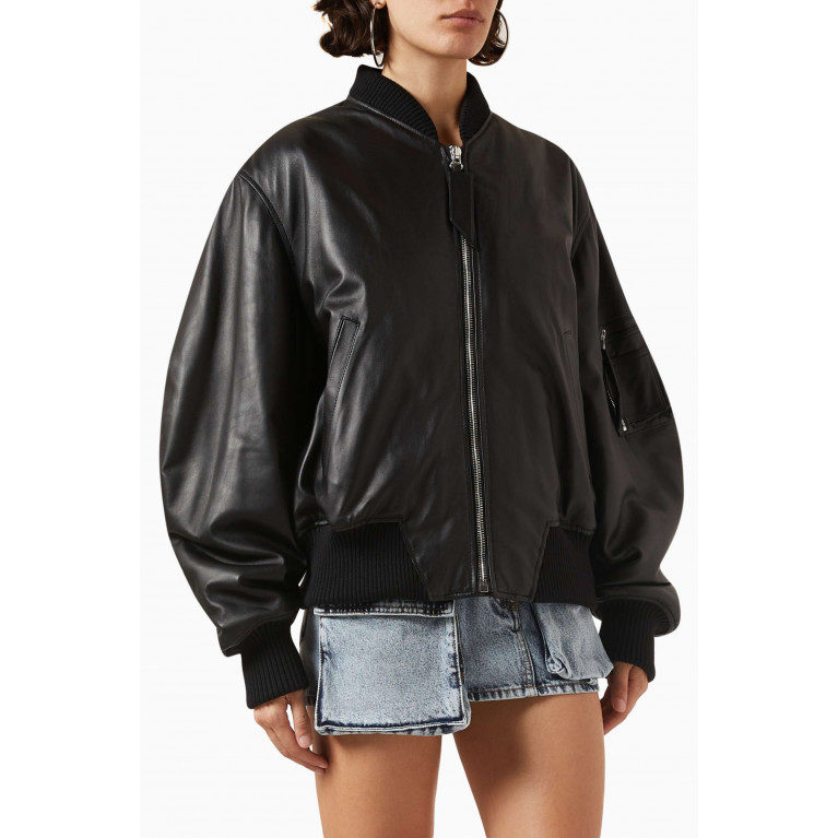 The Attico - Anja Oversized Bomber Jacket in Leather