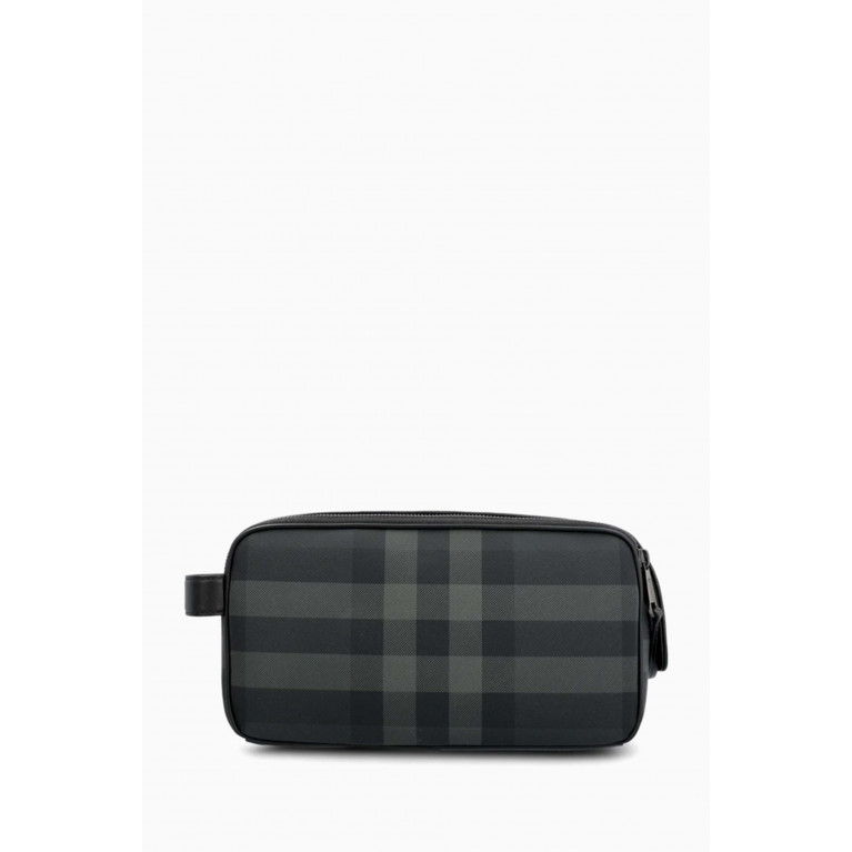 Burberry - Check Double-zip Travel Pouch in Coated-canvas & Leather