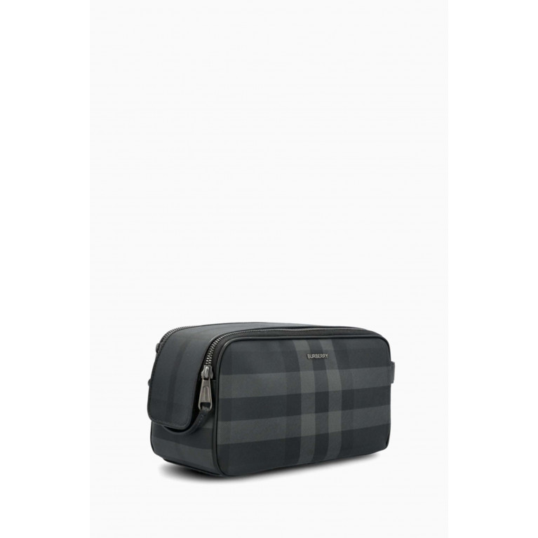 Burberry - Check Double-zip Travel Pouch in Coated-canvas & Leather