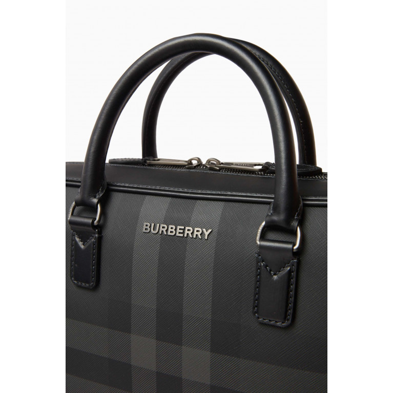 Burberry - Check Logo Plaque Briefcase in Coated Canvas
