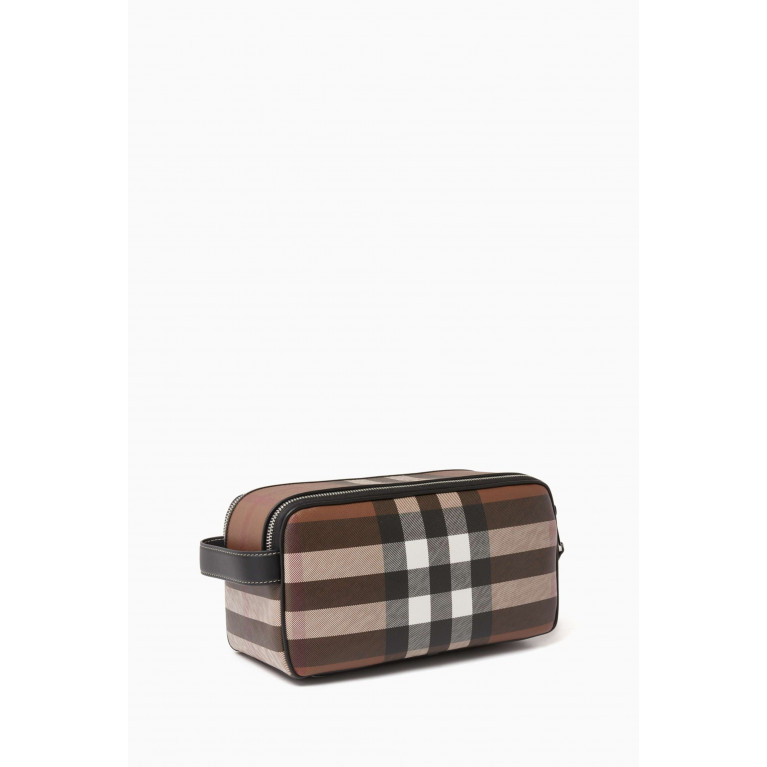 Burberry - Double-zip Travel Pouch in Check Canvas & Leather