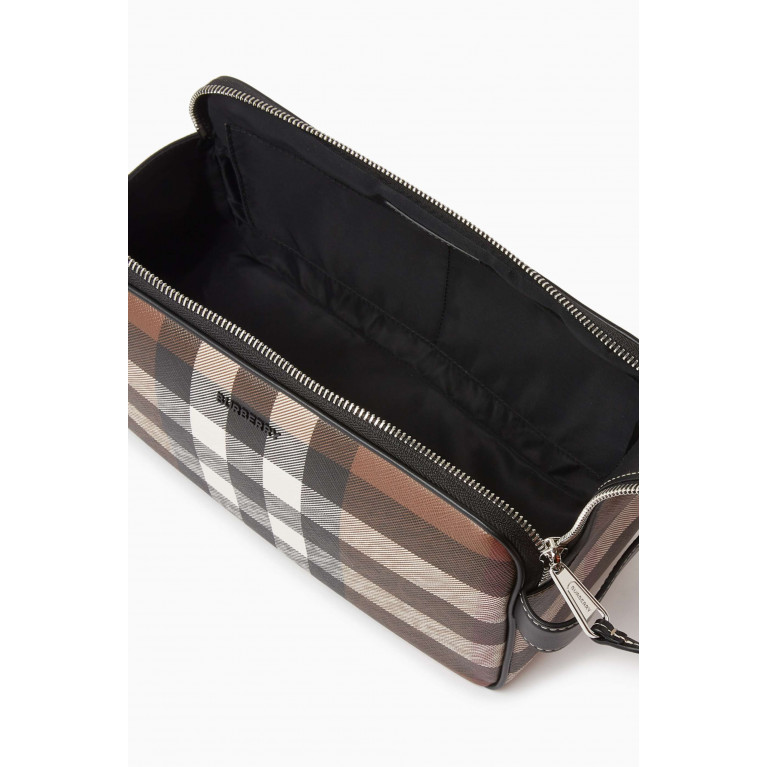 Burberry - Double-zip Travel Pouch in Check Canvas & Leather