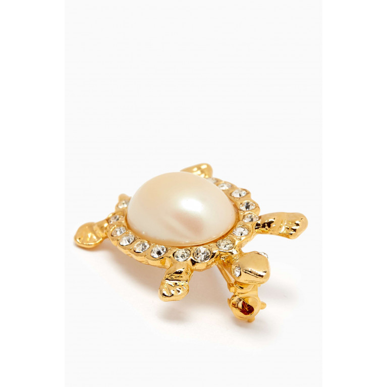 Susan Caplan - Rediscovered 1980s Faux Pearl Turtle Brooch