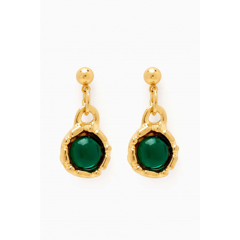 Susan Caplan - Rediscovered 1980s Faux Emerald Earrings