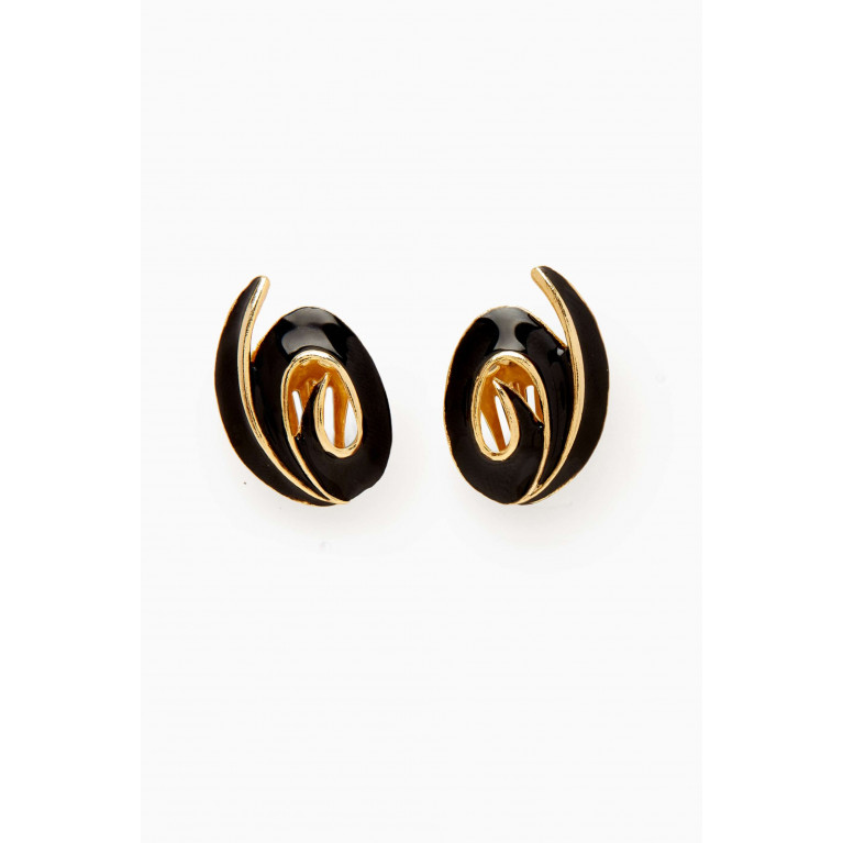Susan Caplan - Rediscovered 1980s Enamel Swirl Clip-on Earrings