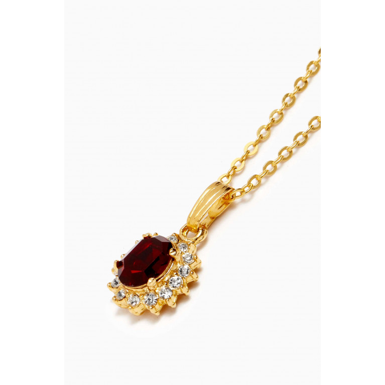 Susan Caplan - Rediscovered 1990s Faux Ruby Edwardian Revival Pendant Necklace