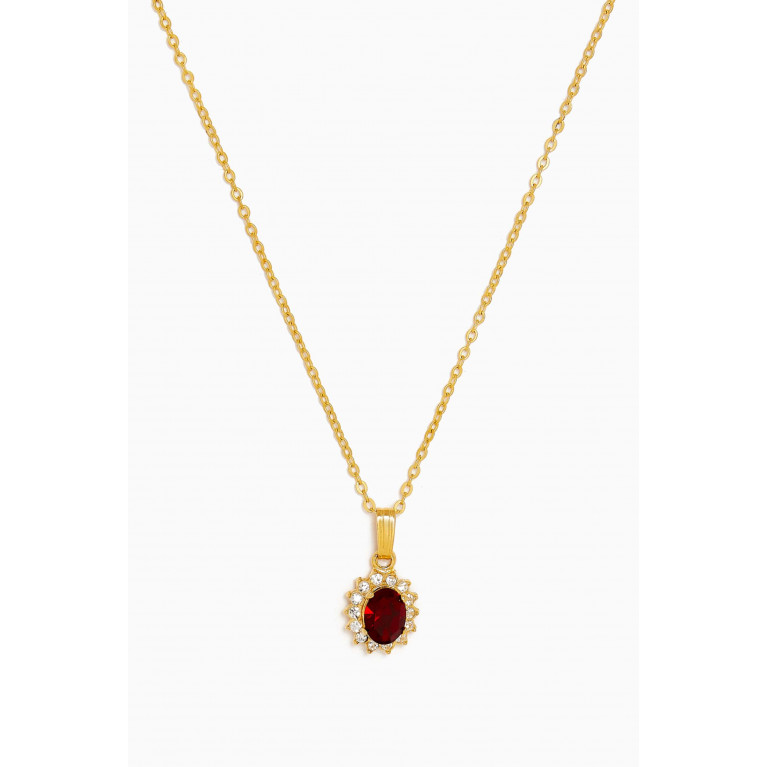 Susan Caplan - Rediscovered 1990s Faux Ruby Edwardian Revival Pendant Necklace