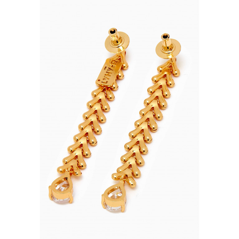 Lynyer - Nubia Y Drop Earrings in 24kt Gold-plated Brass