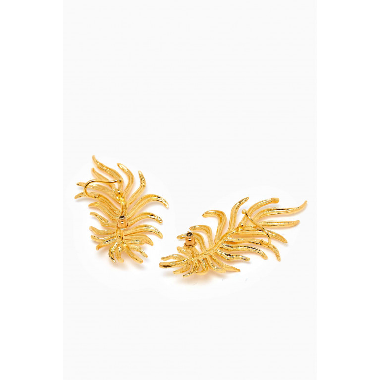Lynyer - Dancing Leaf Ear Cuffs in 24kt Gold-plated Brass