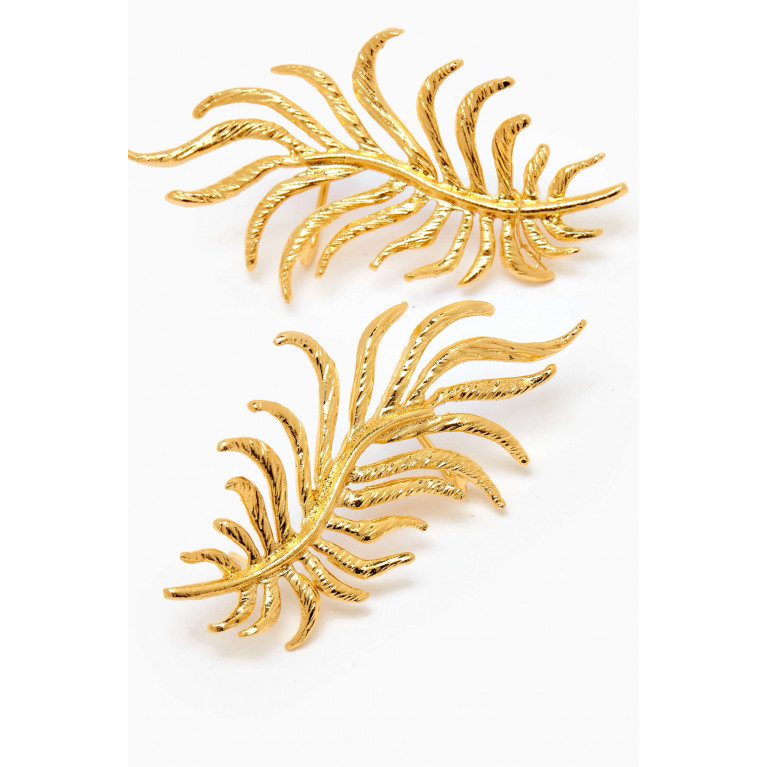 Lynyer - Dancing Leaf Ear Cuffs in 24kt Gold-plated Brass