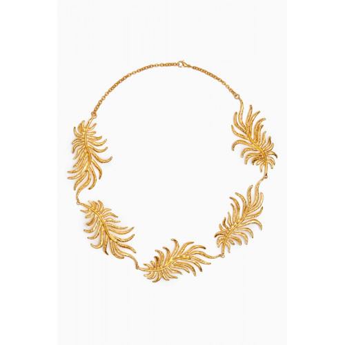 Lynyer - Dancing Leaf Necklace in 24kt Gold-plated Brass