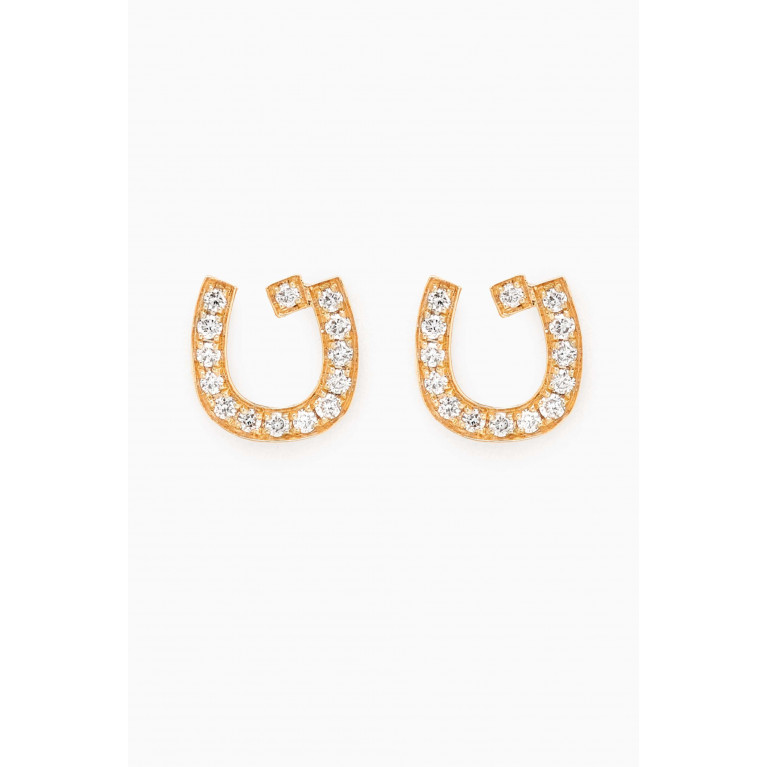 HIBA JABER - Arabic Initial Diamond Stud Earrings in 18kt Gold