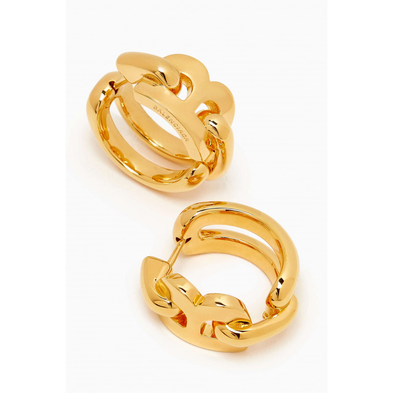 Balenciaga - B Chain Hoop Earrings in Brass