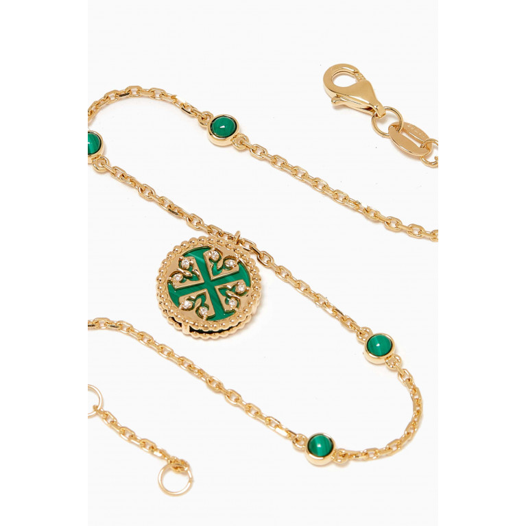 Damas - Lace Petite Malachite & Diamond Dangle Bracelet in 18kt Gold
