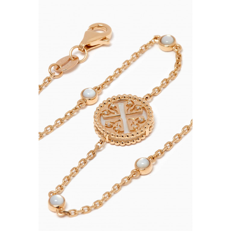 Damas - Lace Petite Mother of Pearl & Diamond Bracelet in 18kt Yellow Gold