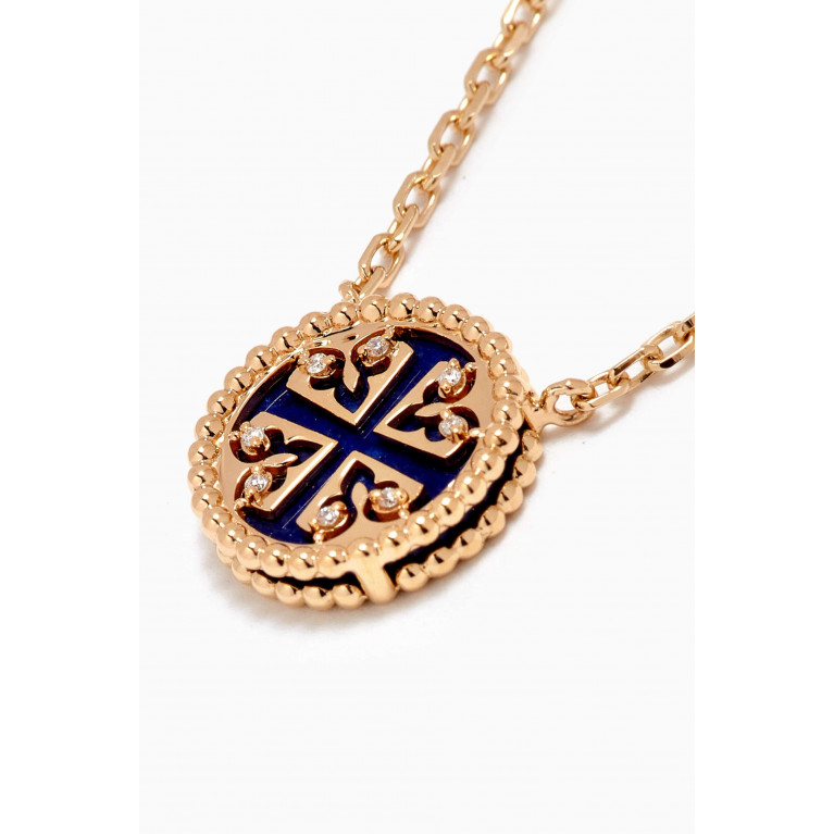 Damas - Lace Petite Lapis Lazuli & Diamond Necklace in 18kt Yellow Gold