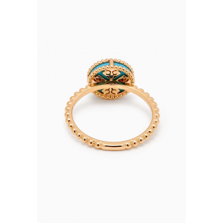 Damas - Lace Petite Turquoise & Diamond Ring in 18kt Yellow Gold