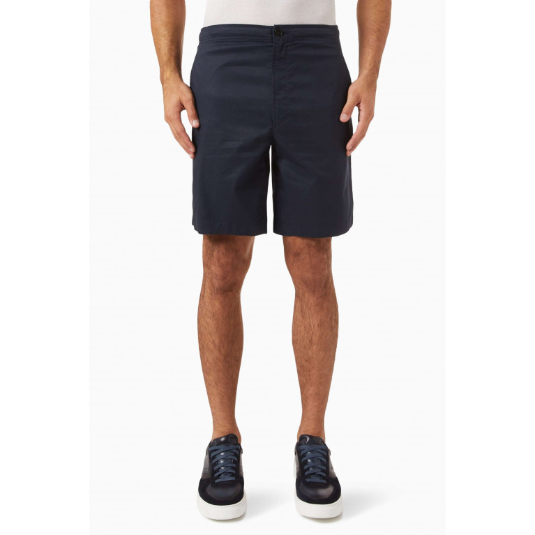 Theory - Laurence Drawstring Shorts in Cotton Blend Twill Blue