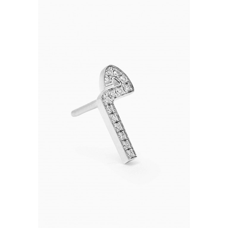 HIBA JABER - Arabic Initial Diamond Stud Earrings in 18kt White Gold