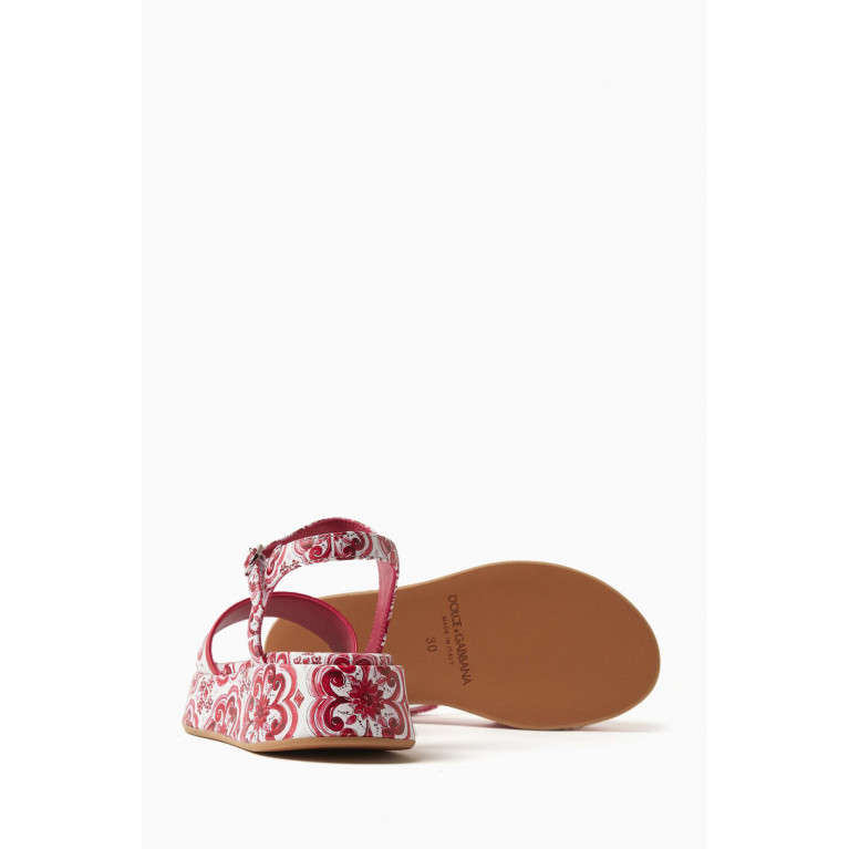 Dolce & Gabbana - Majolica-print Logo Sandals in Calfskin