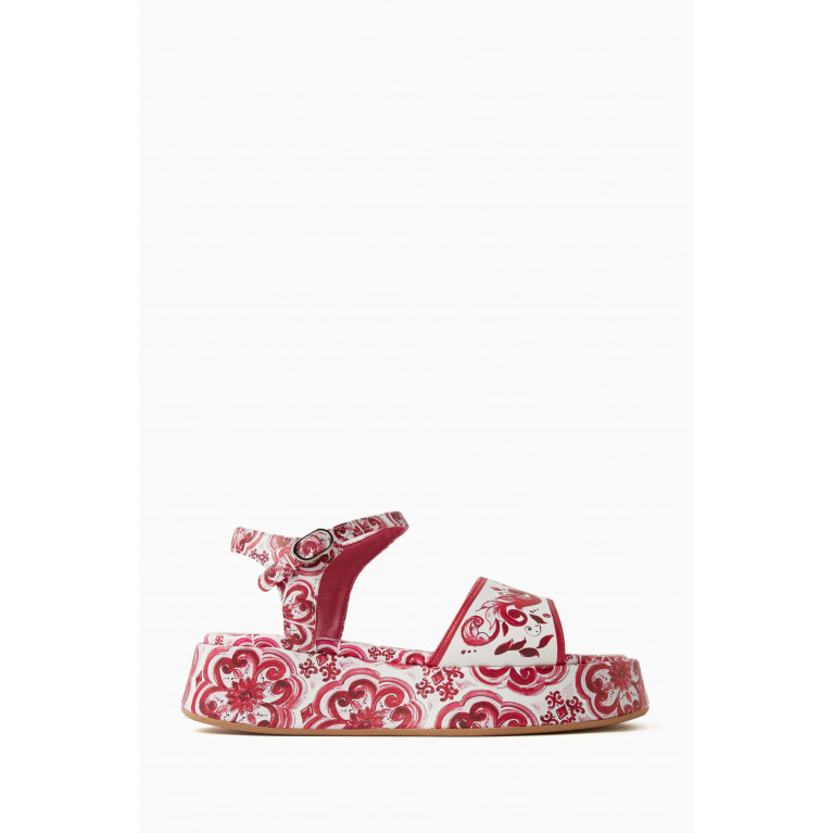 Dolce & Gabbana - Majolica-print Logo Sandals in Calfskin