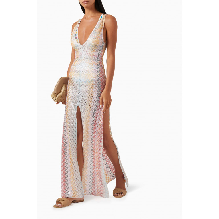 Missoni - Plunge-neck Coverup Dress in Laminated Lace