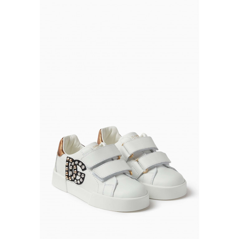 Dolce & Gabbana - Embellished-logo Sneakers in Nappa