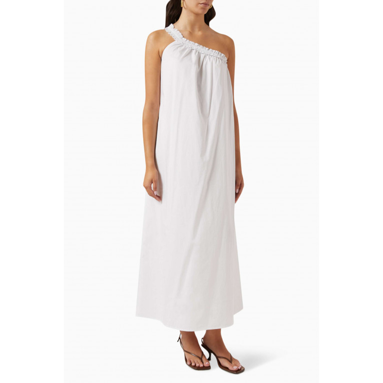 Bird & Knoll - Ryan One-shoulder Maxi Dress in Cotton White