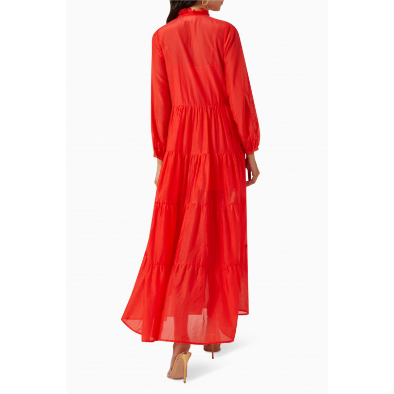 Bird & Knoll - James Tiered Maxi Dress in Cotton-silk Blend