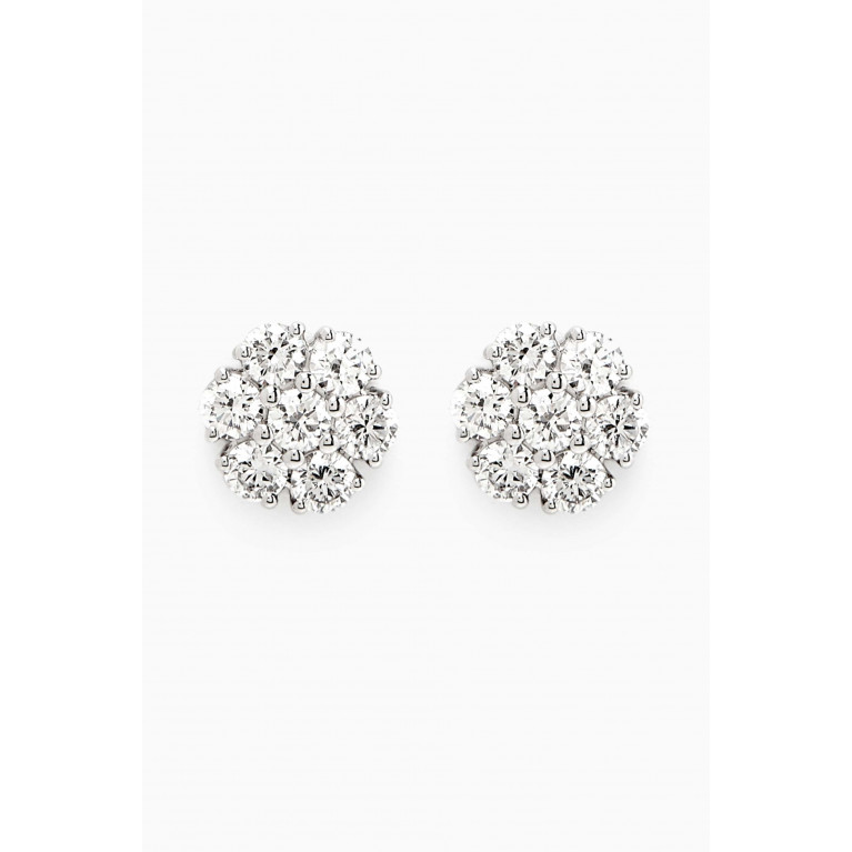 Fergus James - Flower Diamond Stud Earrings in 18kt White Gold