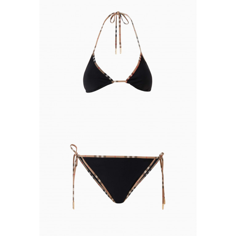 Burberry - Check Triangle Bikini Set in Stretch-nylon