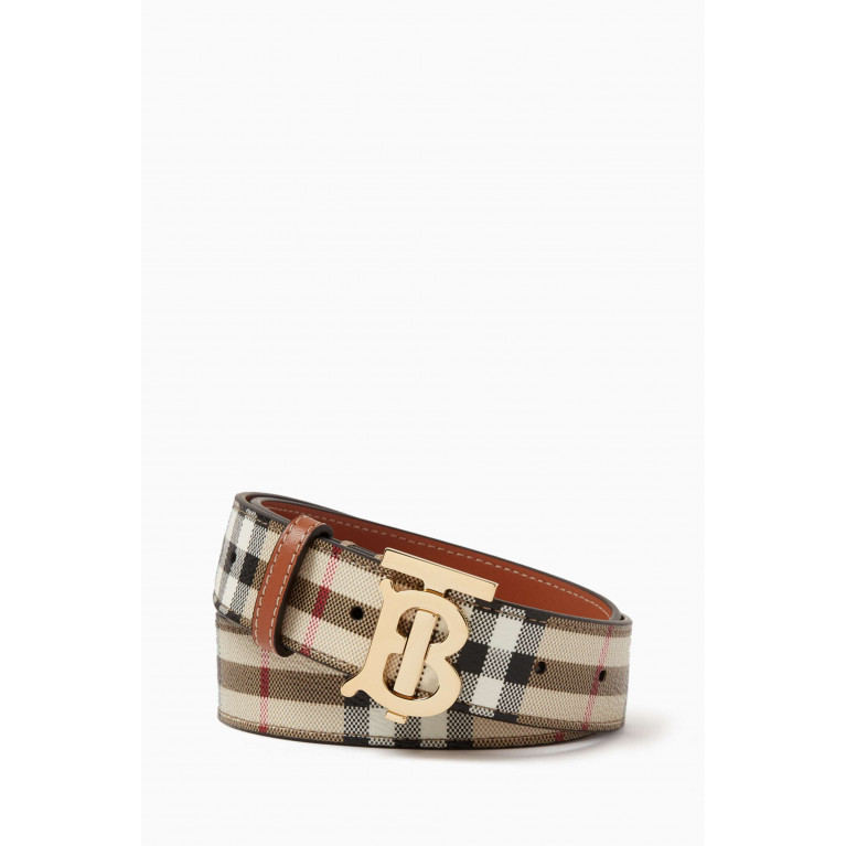 Burberry - TB Belt in Vintage Check Canvas & Leather