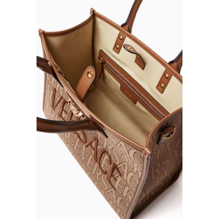 Versace - Small Allover Logo Tote Bag in Jacquard